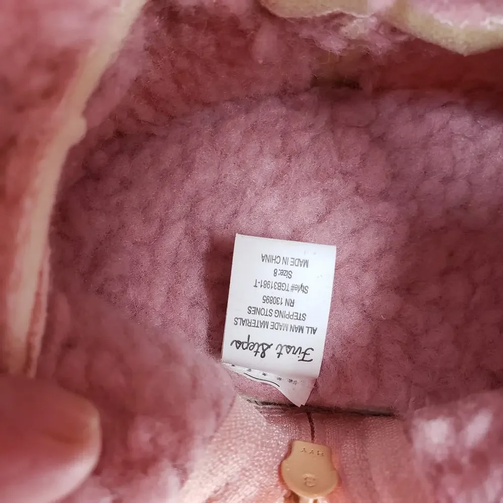 First Steps By Stepping Stones Toddler Girls Size 8 Pink Faux Fur Pull On Boots